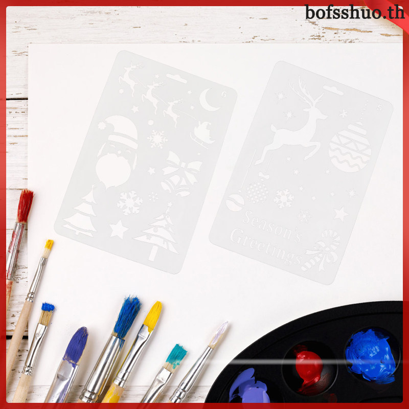 🎄🎅ตกแต่งคริสต์มาสหัตถกรรม Hollow Drawing Template Stencils bosshuo