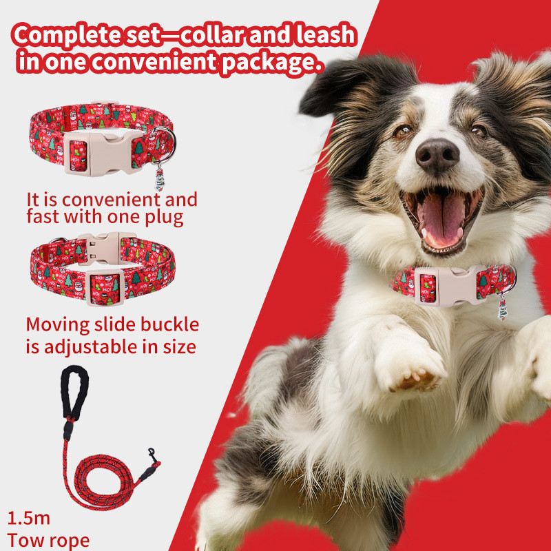 Dog Christmas Pet Collar Leash Large Medium Small Dog Outing Special Collar Pet Dog Collar