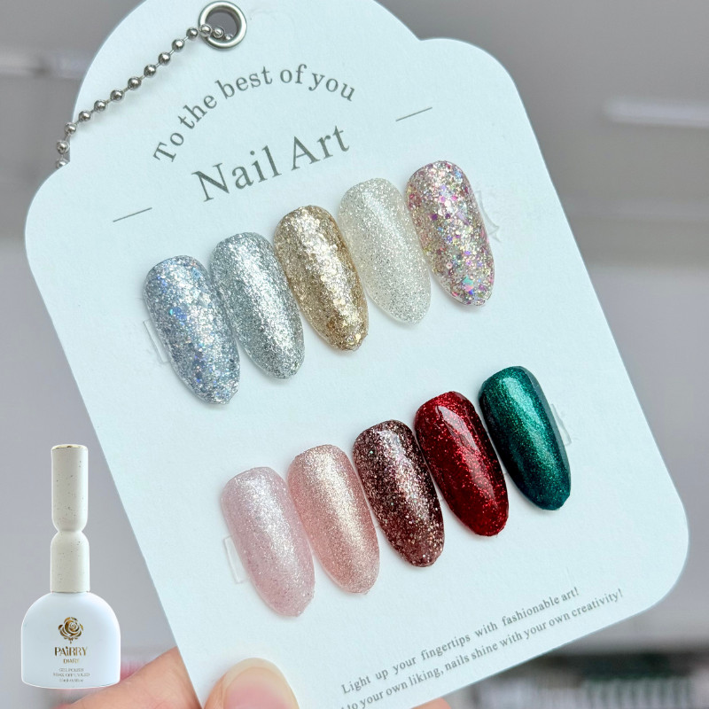 Pairry สีเจลทาเล็บกากเพชร กลิตเตอร์ โฮโลแกรม สีแน่นมาก ไร้สาร HEMA&TPO ชุด G01