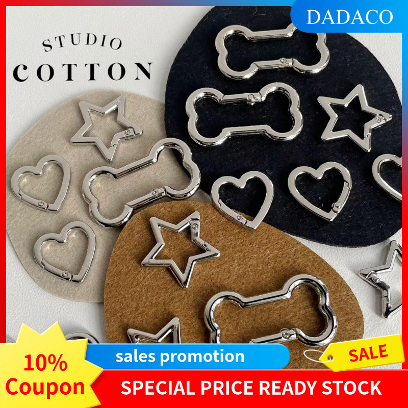 DaDaco หัวเข็มขัดโลหะผสมกระดูกดาวห้าแฉกรักพวงกุญแจกระเป๋าเป้สะพายหลัง Carabiner ลูกปัด diy จี้วัสดุ