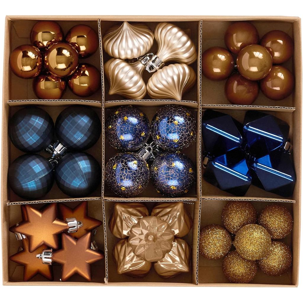 DecorbyHannah Mini Christmas Jewelry, 45ct Small Blue Copper Gold Christmas Tree Decorative, Assorte