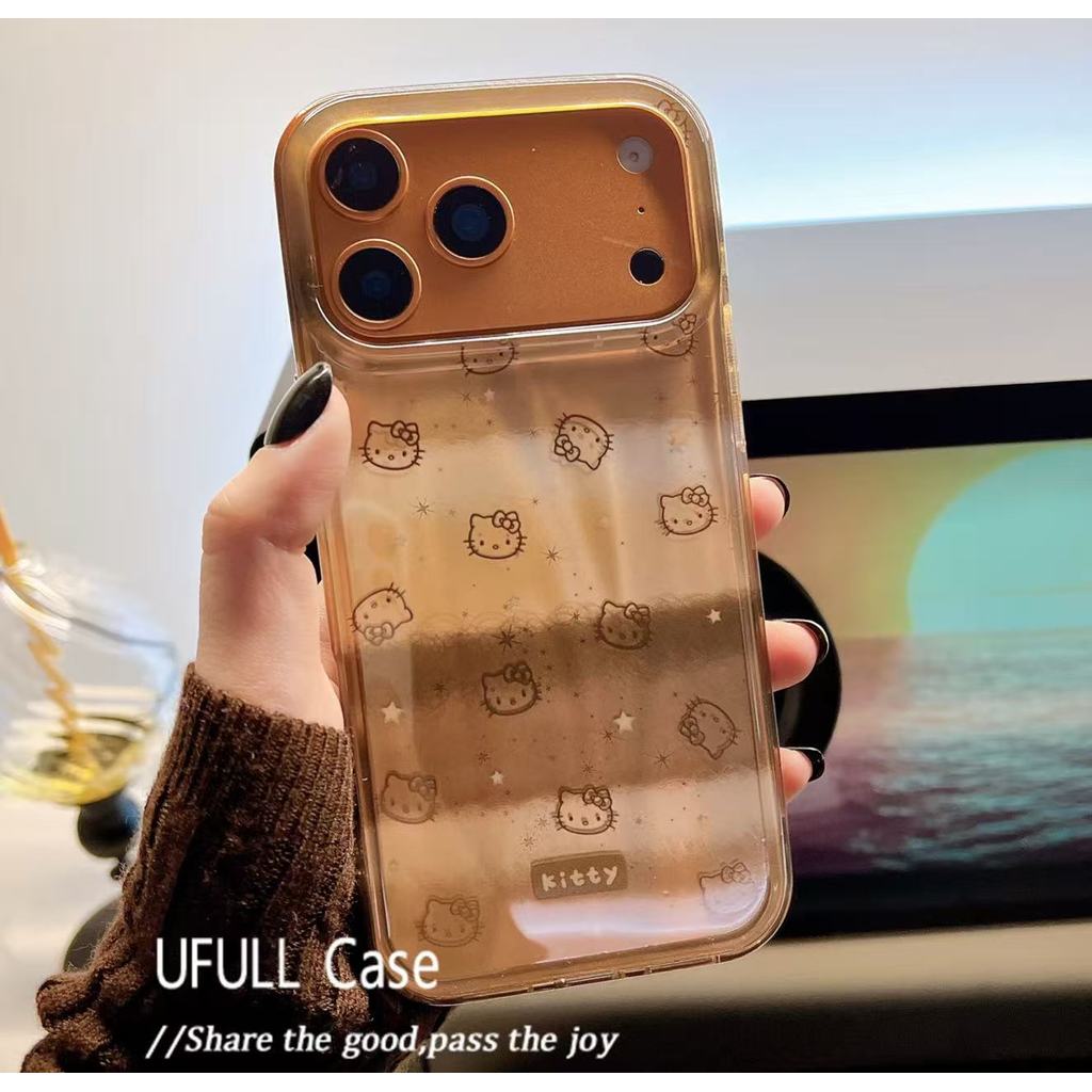 น่ารักเต็มหน้าจอสีน้ําตาลดาวขนาดเล็กสายแมวเคสโทรศัพท์เหมาะสําหรับ ไอโฟน17 มือโปร สูงสุด 16 15 14 13 มือโปร สูงสุด กันกระแทกป้องกันกล้องป้องกันการตกฮาร์ดปกหลัง