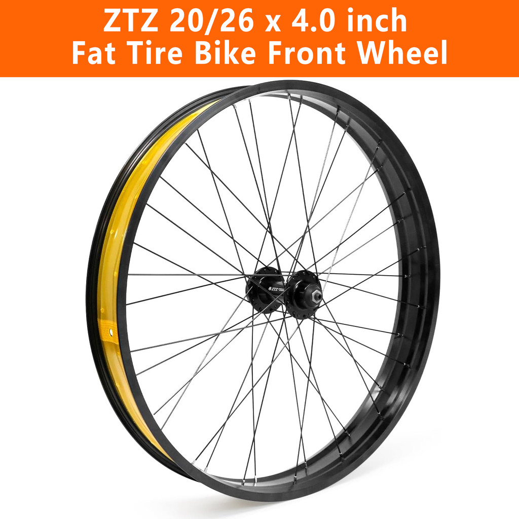 ZTZ Fat Tyre Bike Front Wheel 20/26*4.0 in, Aluminium Alloy Bike Rim, 36H High-Strength Fat Bike Whe