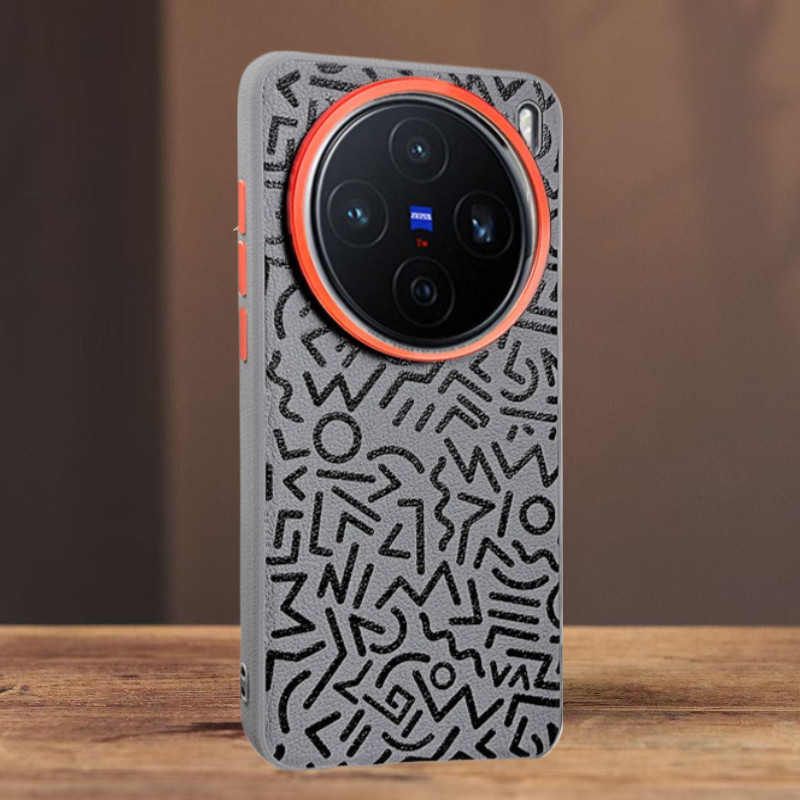 สําหรับ Vivo X300 Pro โทรศัพท์มือถือสําหรับ Vivo X200 Pro Mini X200 Ultra X100S แม่เหล็กทาสี Graffiti หนังรูขนาดใหญ่ฝาครอบเลนส์โลหะ