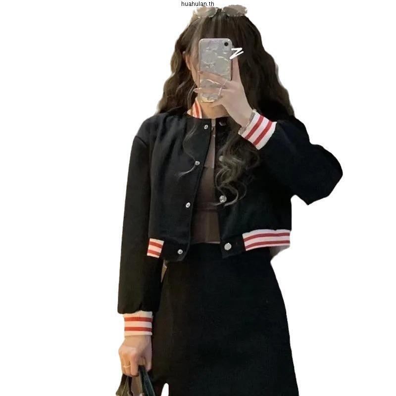 Onu เสื้อแจ็กเก็ตเบสบอล แขนยาว คอปกตั้ง กระดุมแถวเดียว สําหรับผู้หญิง FEI