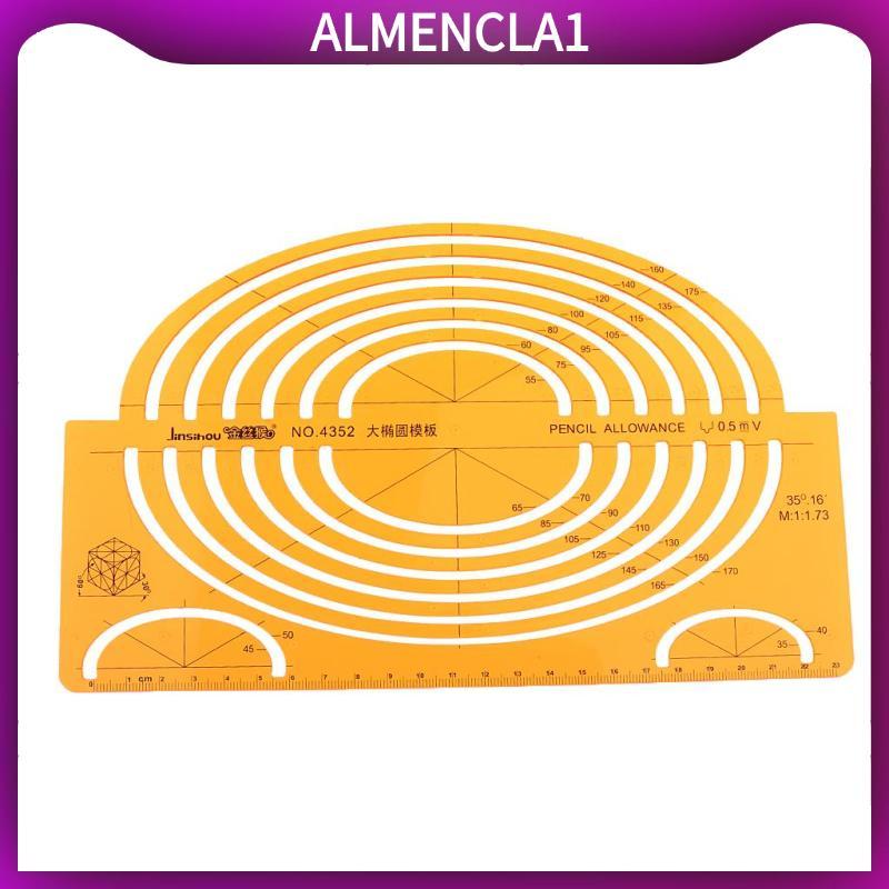 [Almencla1] ขนาดใหญ่ ISOMETRIC ELLIPSE DRAWING STENCIL STUDENTS MATH RULER CRAFT สีเหลือง 4352