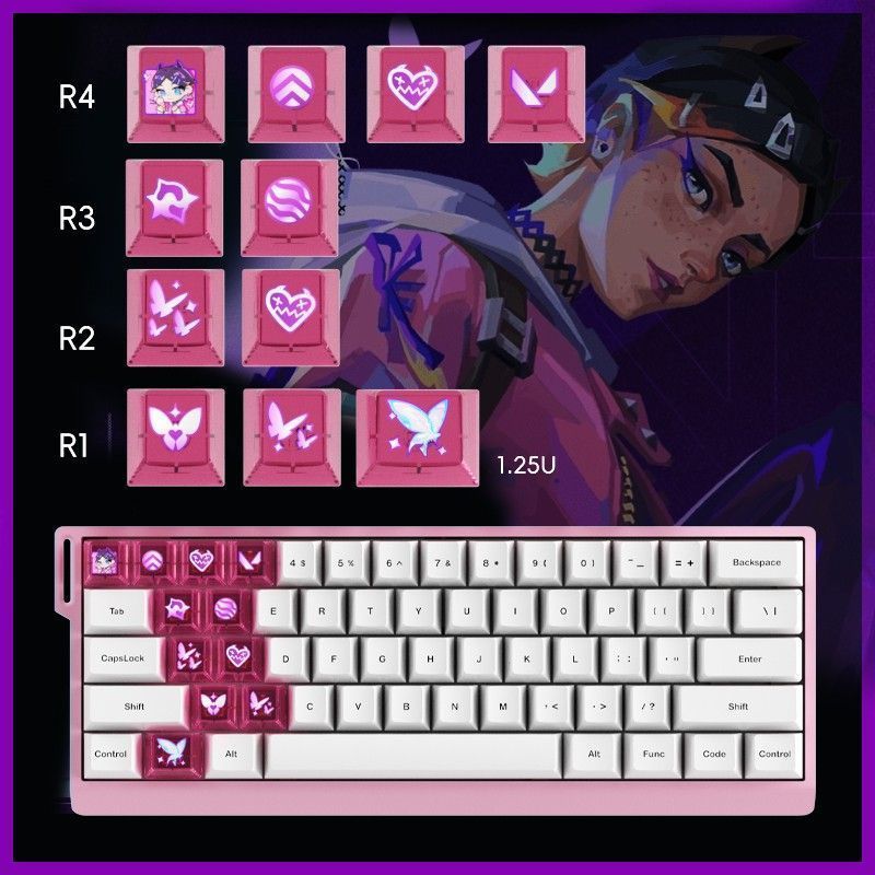 VALORANT/Fearless Contract Keycap Transparent Mudie Jiefeng Skill Keycap/kkop