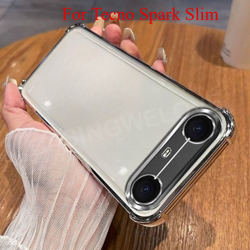 ปลอกสําหรับ Tecno Spark Slim 2025 TECNO Pova Slim 5G 4G โปร่งใสกันกระแทกฝาหลังซิลิโคนสี่มุมกรณีเคสโทรศัพท์