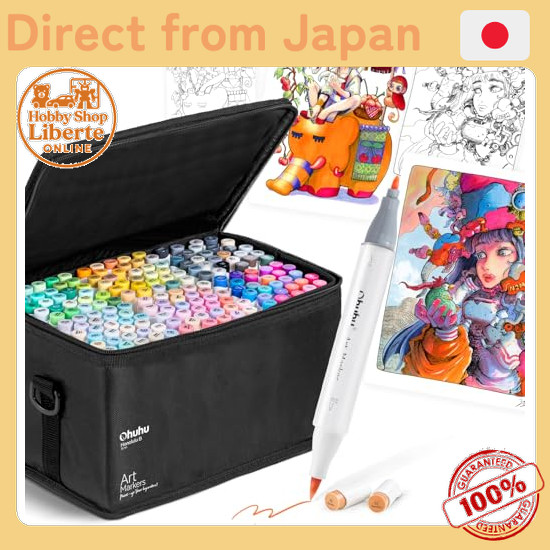 [Direct Japan]  Ohuhu marker pens, brush type, 169 markers in 168 colors, professional use, pastel, 