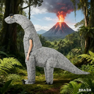 ZH [มีในสต็อก] ชุดไดโนเสาร์เป่าลมลายมังกรใบไม้คู่ ชุดปาร์ตี้…