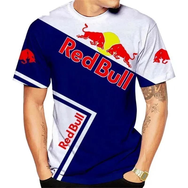 เสื้อยืด Red Bull Racing ผู้ชายแขนสั้น ออกแบบลายพิมพ์ 3D Red Bull ขนาดใหญ่