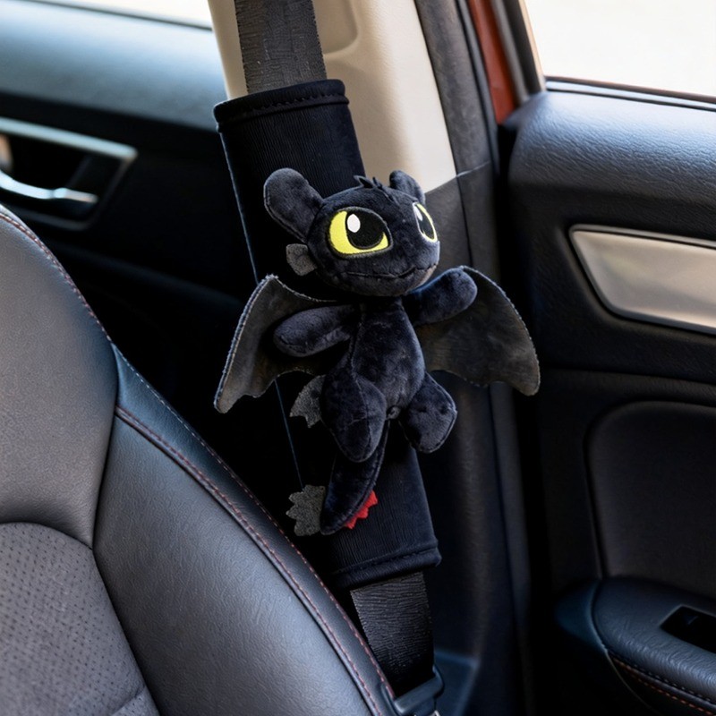 COD แผ่นรองเข็มขัดนิรภัยลายมังกรคู่ รถยนต์ การ์ตูนน่ารัก อุปกรณ์เสริมภายในรถ 12x18 ซม - รูปที่ 7