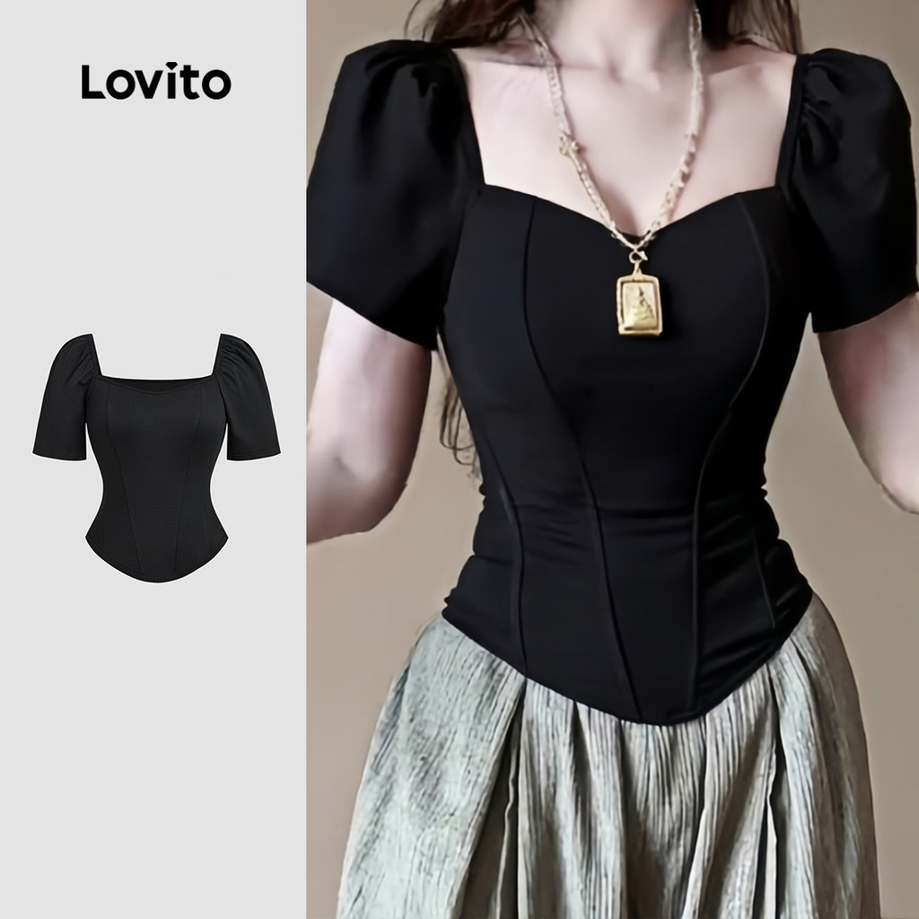 เสื้อคอเหลี่ยมทรงเข้ารูป สวมได้ทุกวัน - BLB158P2D104