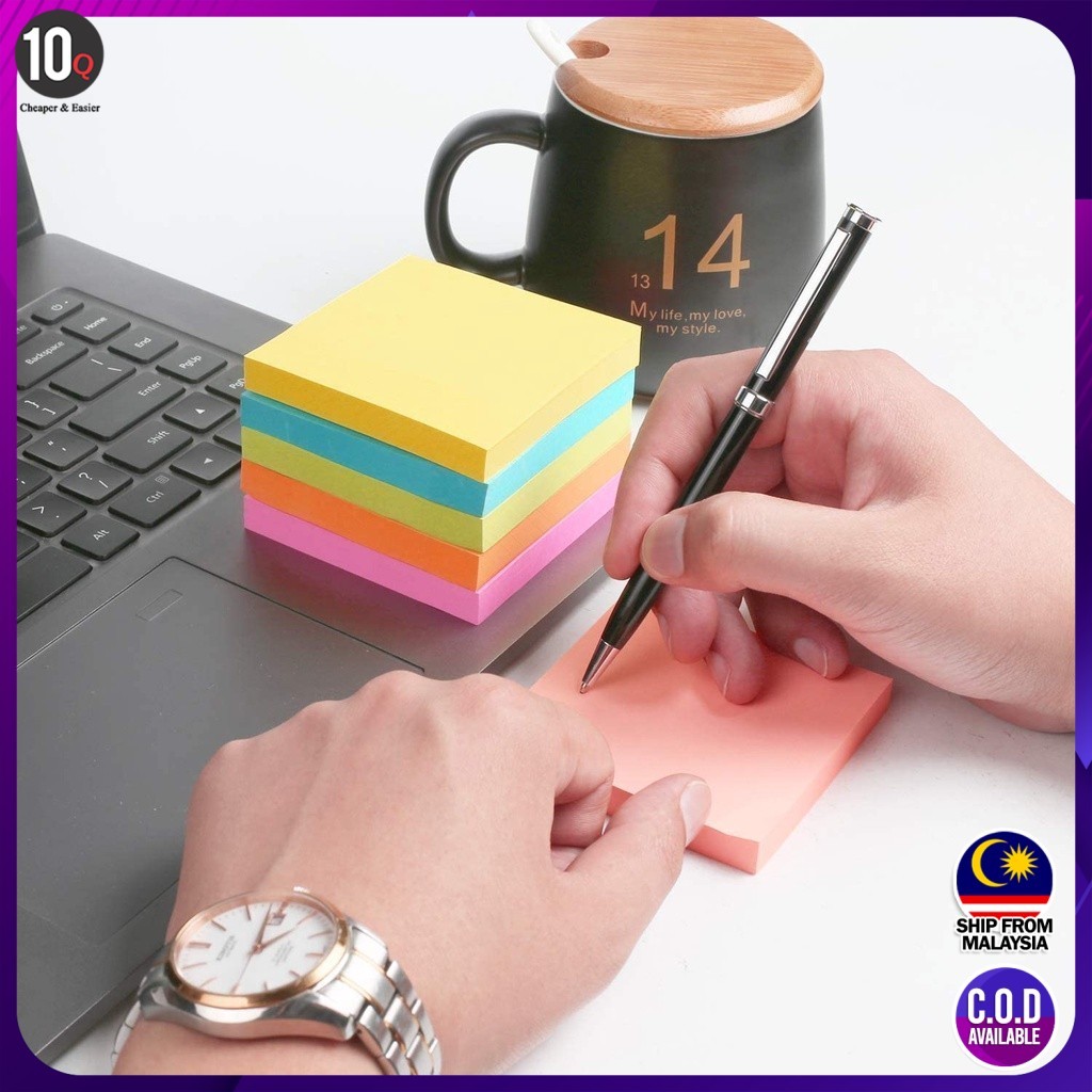 10Q 3x3 Value Pack Sticky Notes 400 แผ่น - ถอดออกได้ (ติดโน้ต)