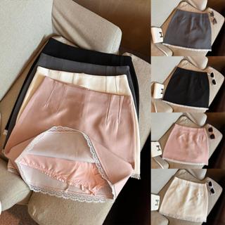 Chili Koko กระโปรงทรงเอเอวสูงผู้หญิง แต่งขอบลูกไม้ มีซับใน ก…