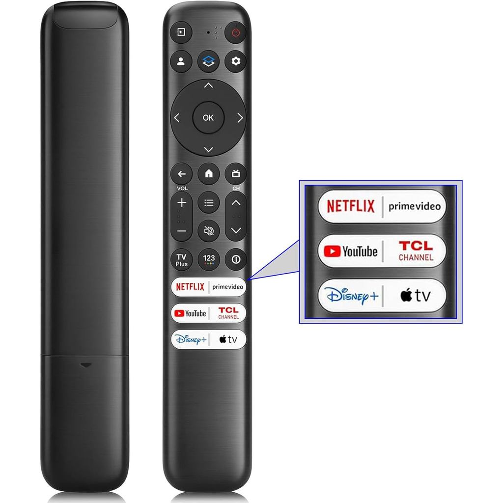 เปลี่ยนสําหรับรีโมทคอนโทรล TCL-Google-TV, เข้ากันได้กับสมาร์ททีวีซีรีส์ TCL Q5/Q6/Q7/QM8/S3/S4/S5