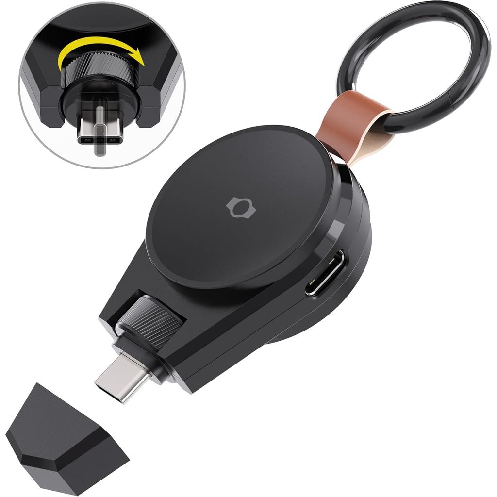 ที่ชาร์จแบบพกพาสําหรับ Samsung Galaxy Watch 7/8, 2 in 1 USB-C Travel Charger ใช้งานร่วมกับ Galaxy Wa