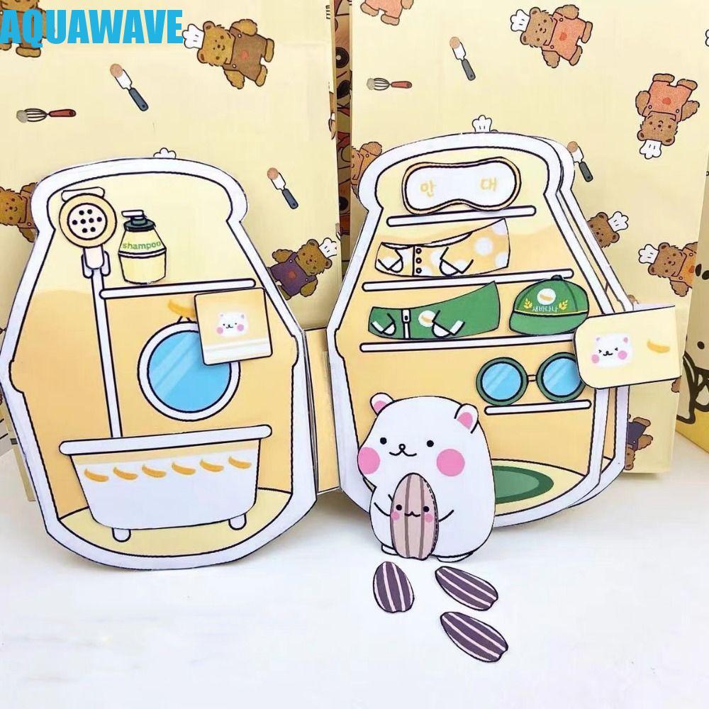 AQUAWAVE หนูแฮมสเตอร์นมกล้วยหนังสือเงียบ,หนังสือบีนนี่วัสดุแพ็คโฮมเมดนมกล้วยหนังสือที่เงียบสงบ, 3D Montessori Handmade กระดาษหนูแฮมสเตอร์หนังสือที่เงียบสงบของขวัญวันเกิด