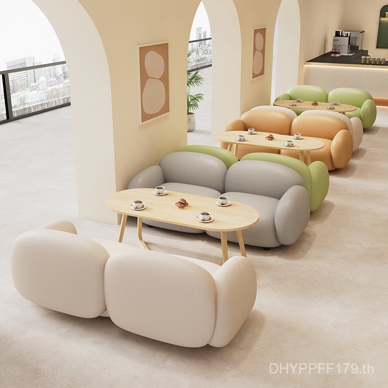 Influencer Cafe Negotiation Card Holder นมชา Shop โซฟาสไตล์ใหม่ 2024 ร้านขนมหวาน Leisure โต๊ะเก้าอี้