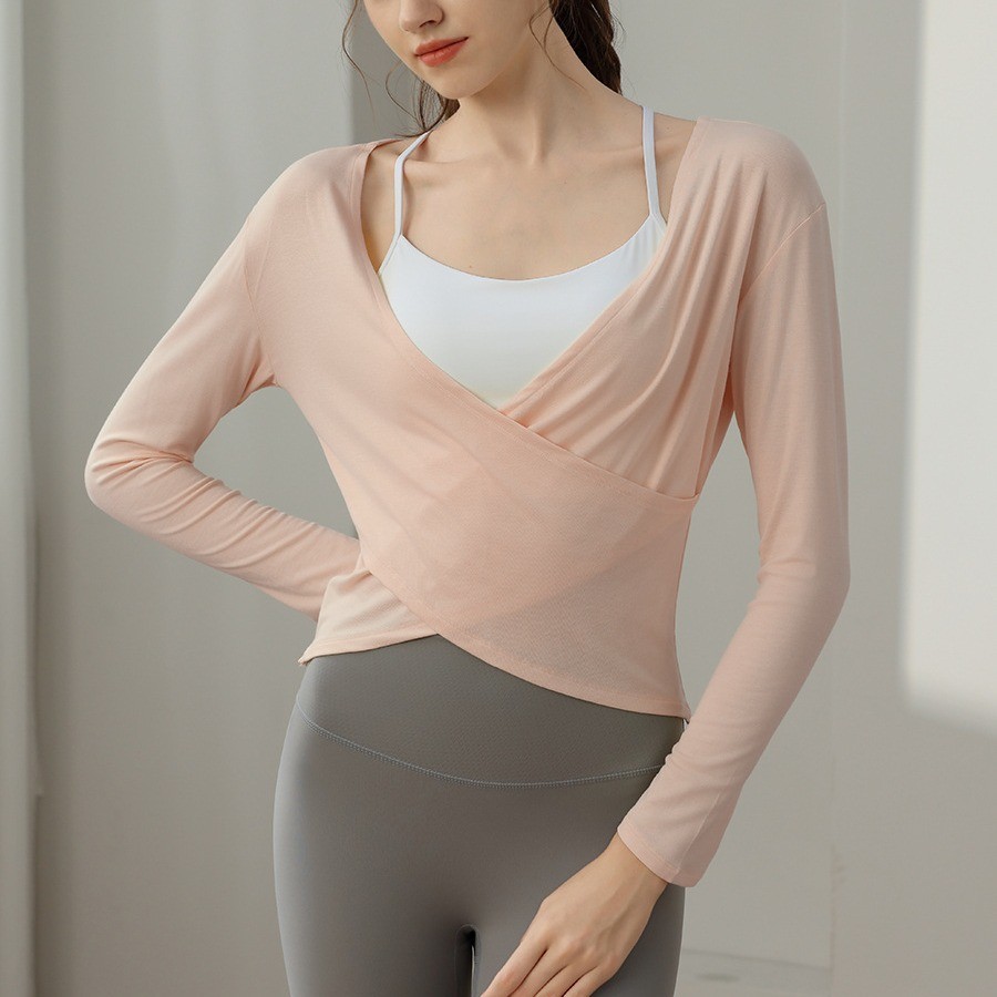 Fall/Winter Slim Dance Yoga Clothes Long Sleeve Workout Clothes Top Pilates Training Sports Blouse R