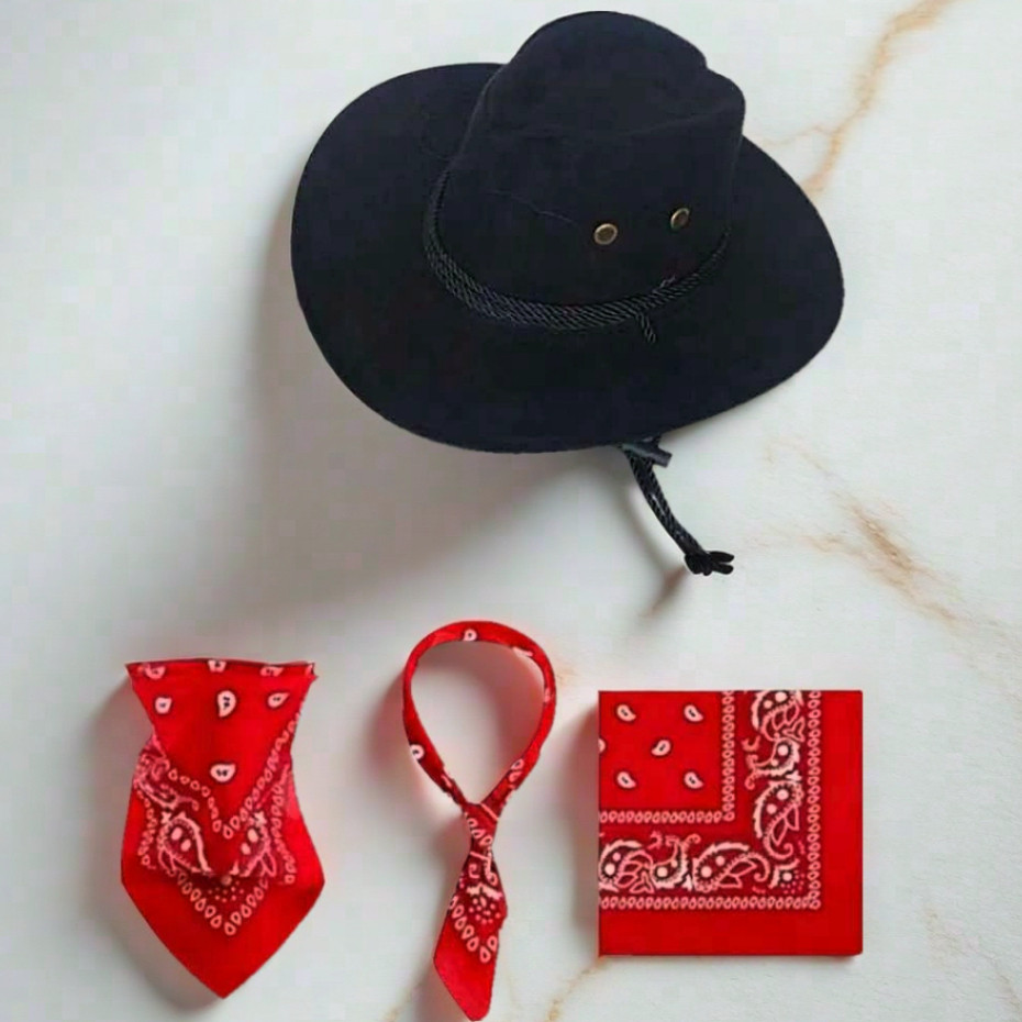 COWBOY HAT SET RANCH HAT / หมวก COWBOY ผู้ใหญ่พร้อมสายรัด / ชุด COWBOY | หมวก UNISEX ผู้ใหญ่ COWBOY 