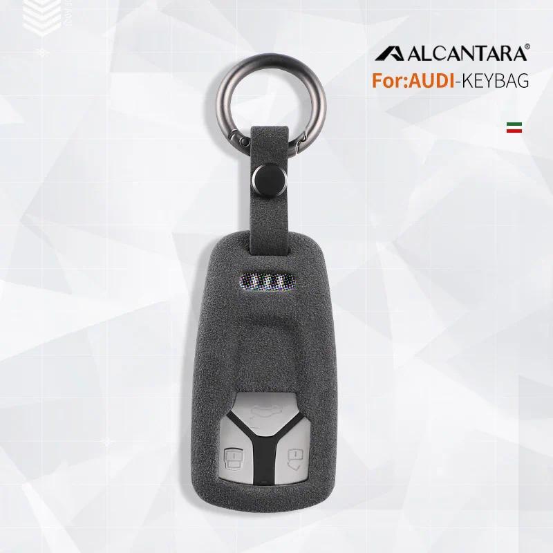 Alcantara รถ Key Case ฝาครอบหัวเข็มขัดสําหรับ Audi Q8 A6 C8 S6 RS6 A7 S7 RS7 A3 8Y A8 D5 4N GT Q4 Q7