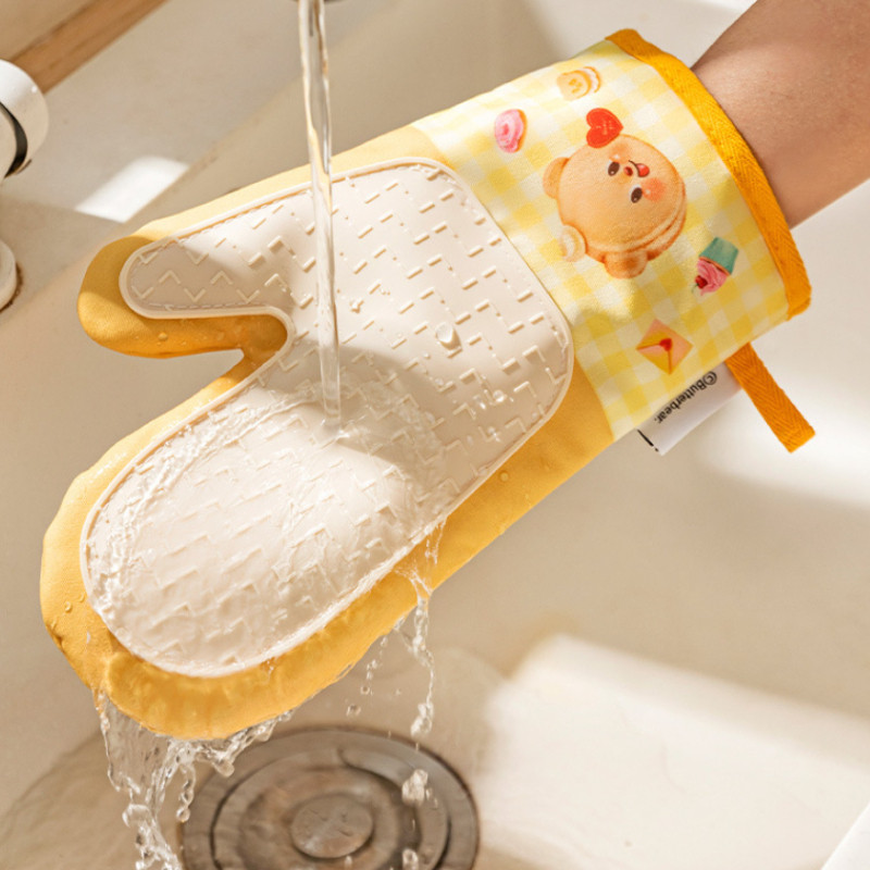 Modern ถุงมือกันร้อนสำหรับแม่บ้านในครัว ถุงมืออบขนมรูปหมีน้ำมัน สำหรับใช้ในครัว กันน้ำมันและน้ำได้ - รูปที่ 6