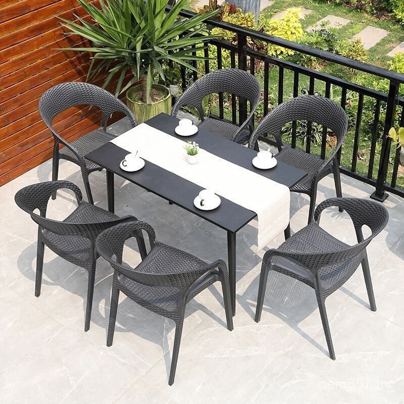 สวนกลางแจ้ง Villa โต๊ะเก้าอี้โต๊ะเก้าอี้โต๊ะพักผ่อน Terrace Slate Nordic เปิดกลางแจ้ง Courtyard นมชา