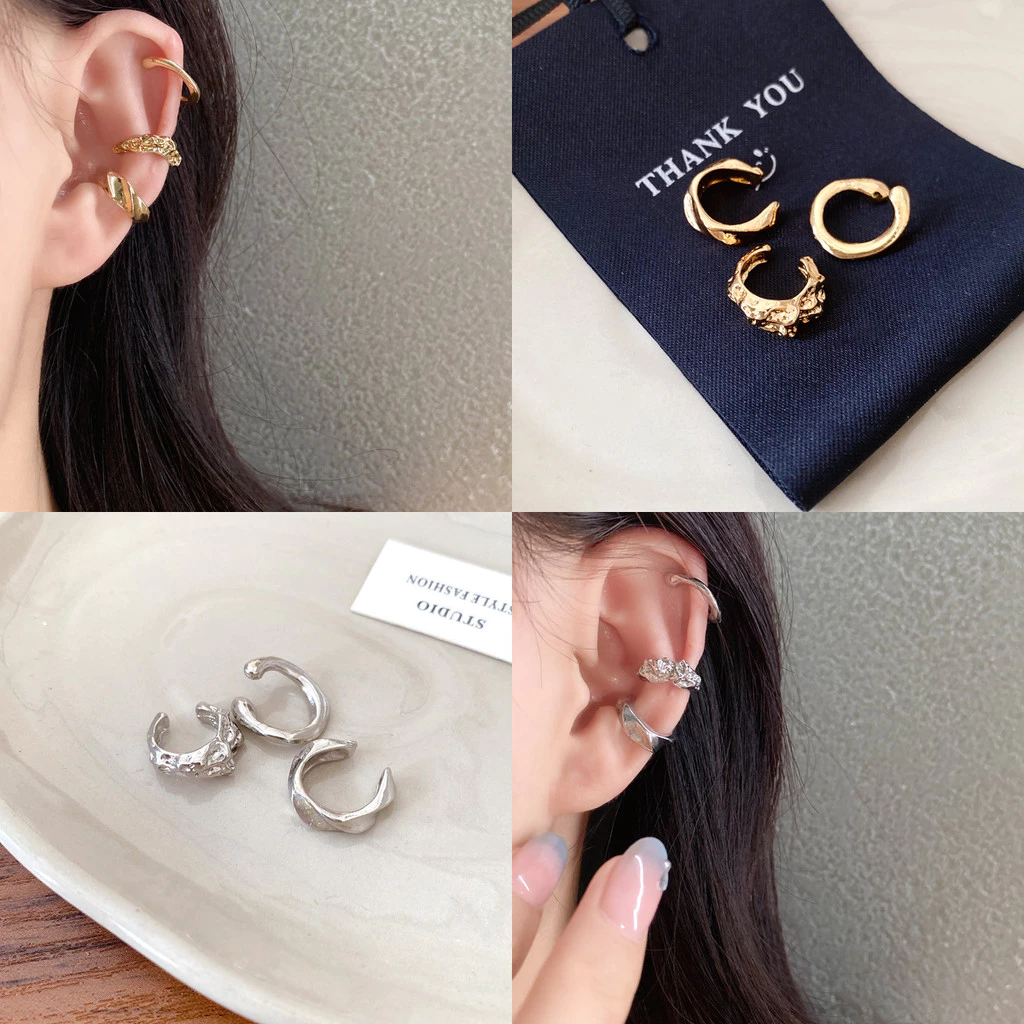 3ชิ้น/เซ็ตผิดปกติรอบหูกระดูกคลิปหญิงที่เรียบง่ายแฟชั่นคลิปต่างหูงบเครื่องประดับ