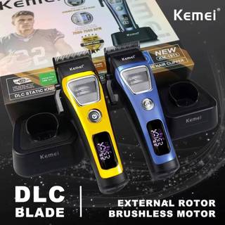 Kemei KM-1911 Professional Hair Clipper สําหรับชาย DLC ใบมีดภายนอกโรเตอร์มอเตอร์ไร้แปรงพร้อมฐานเครื่องชาร์จจอแสดงผลผม Tr