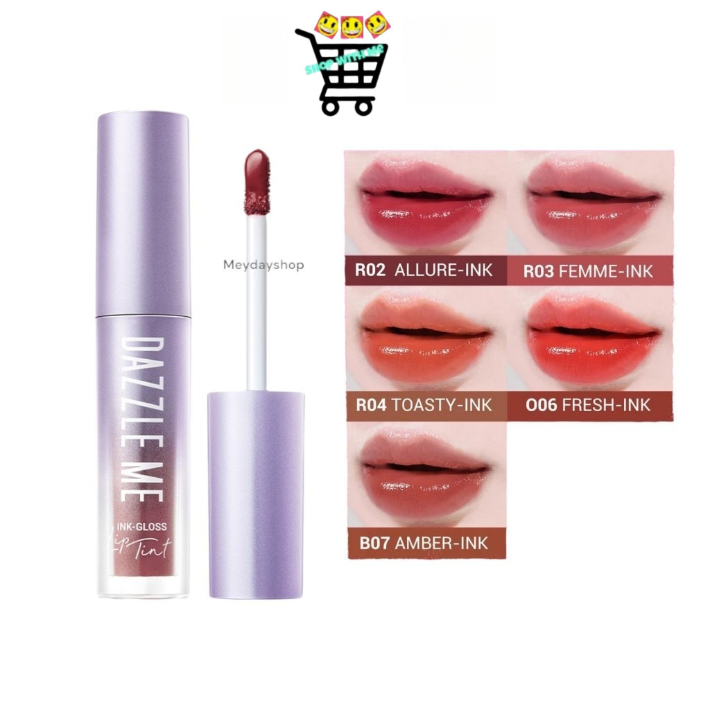DAZZLE ME Ink-Gloss Lip Tint ลิปกลอสทินท์ ปากฉ่ำวาว แดซเซิล มี ติดทน กันน้ำ  ปริมาณ 2 กรัม