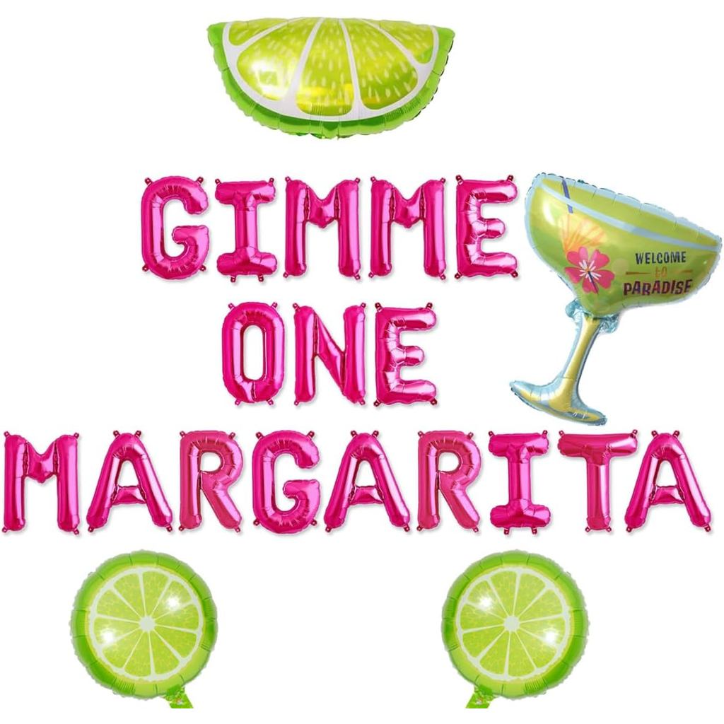 ร้อนสีชมพู Giemme One Margarita บอลลูนแบนเนอร์สําหรับ Margarita Birthday Party 21st 25th 30th Birthd