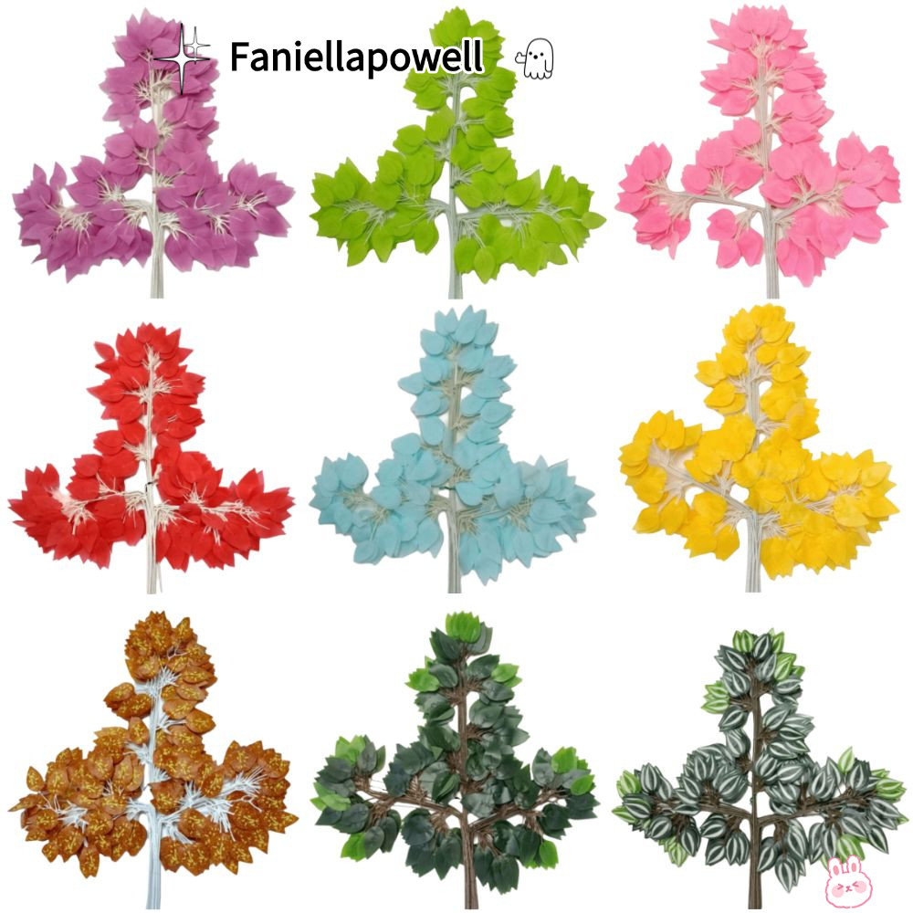 FANIELLAPOWELL 12PCS ประดิษฐ์ Banyan Leaves, Silk Leaves Multicolor จําลอง Ficus สาขา, Creative สมจร