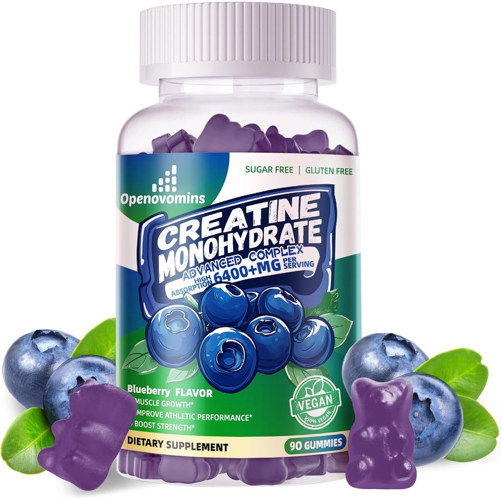 Creatine Monohydrate Gummies Complex for Men & Women -Advanced Formula W/L-Taurine + Vitamin B12, Su