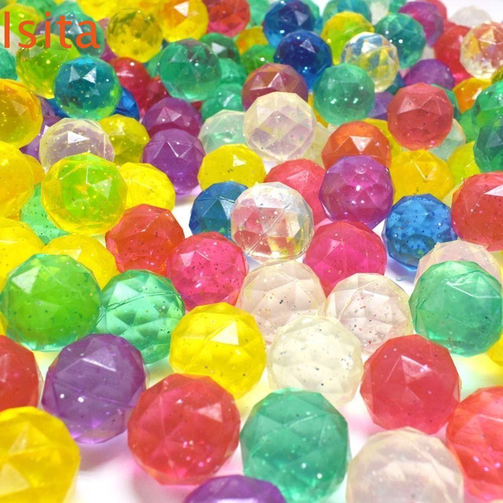ISITAFTB 6 ชิ้น Bouncy Ball, Bouncy ของเล่นขนาดใหญ่ยาง Bouncy Ball, Shape Ball สุ่มสีรุ้ง Clear Girl