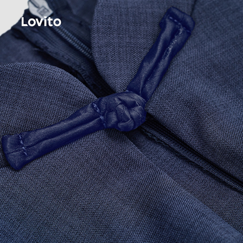 Lovito ชุดเดรสผู้หญิง สีฟ้า สไตล์จีน ทรงเข้ารูป จีบข้าง ฤดูใบไม้ผลิ ฤดูร้อน L159AD140 - รูปที่ 4