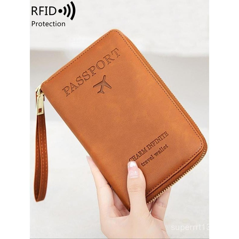 Simple Plain Passport Cases, Travel Document Holder, Multi-functional Zipper Travel Rfid Blocking Ca
