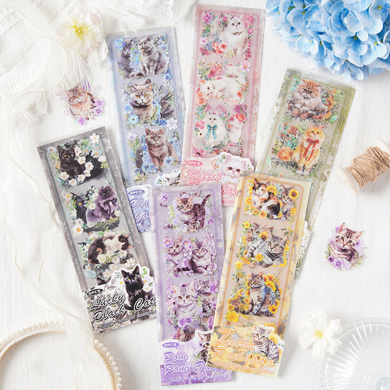 Creative Stickers Handbook Stickers Cute Cat Encounter Series Handbook Stickers Cut Film Handbook Ma