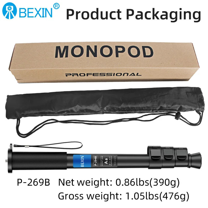 BEXIN P294B Professional อลูมิเนียม Monopod สําหรับ Canon Nikon Sony กล้อง DSLR กล้องวิดีโอ 4 ส่วนการถ่ายภาพ Bracket ราคา ถูกที่สุด ดีลบีเคเค แกลเลอรีภาพที่ 6