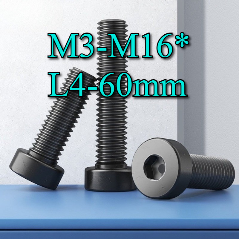 น็อตหัวจมบาง เหล็กแข็ง 12.9 เกลียวมิล ตลอด M3/M4/M5/M6/M8/M10/M12/M16 * L4-60mm สกรู Hexagon Socket 