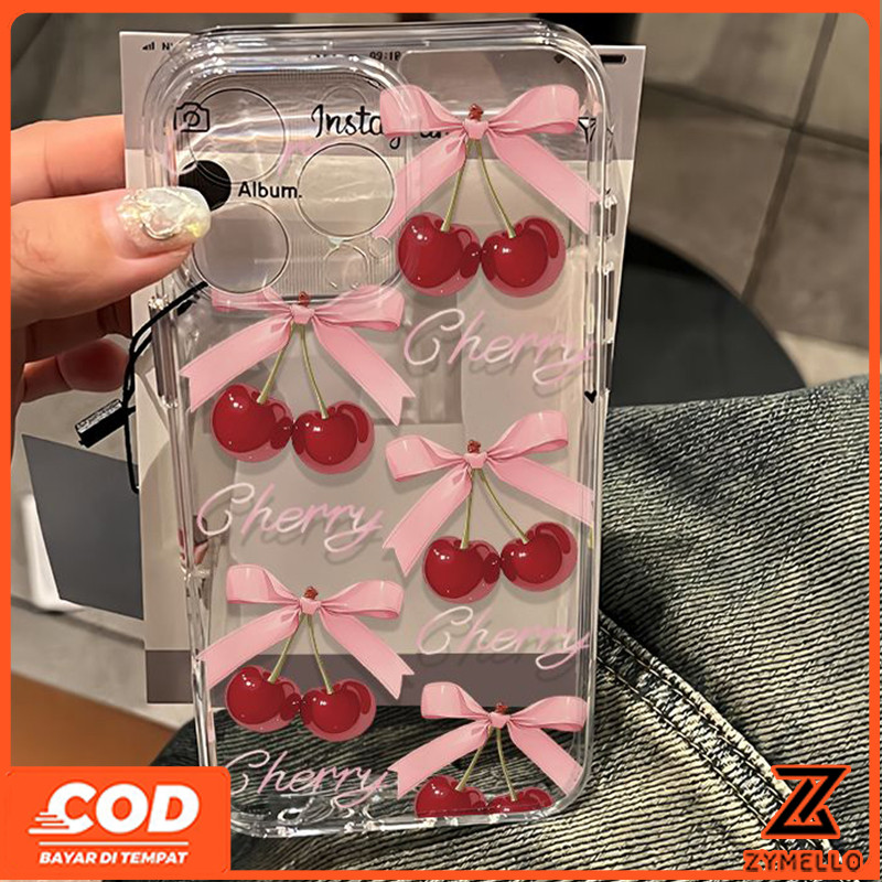 เหมาะสําหรับ Vivo V70 V60 lite V50 LITE V40 LITE Y19S Y31 Y21D Y04 Y29 Y29S V29 V30 Y03 Y18 Y200 Simple Cherry Bow ข้อความกันกระแทก TPU เคสโทรศัพท์