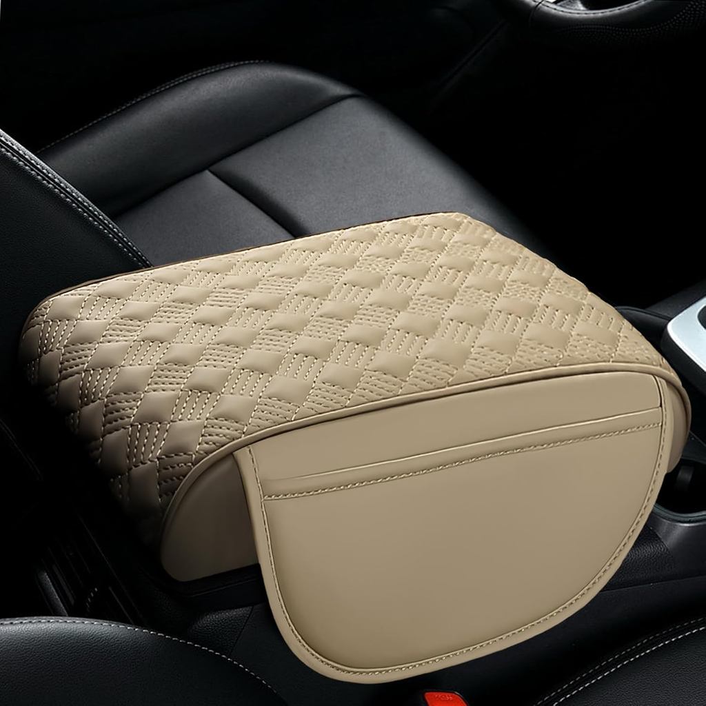 Wuyao ฝาครอบคอนโซลกลางรถ, 12.2"8.27"1.97" หนังคอนโซลกลาง Protector, Auto Armrest Pad พร้อมกระเป๋าเก็