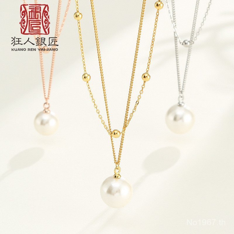 สร้อยคอผู้ถือแฟชั่น Double-Layerอินเทรนด์Cross Chain S925 ลูกปัดขนาดเล็กDIYผู้ถือที่ว่างเปล่าอุปกรณ์