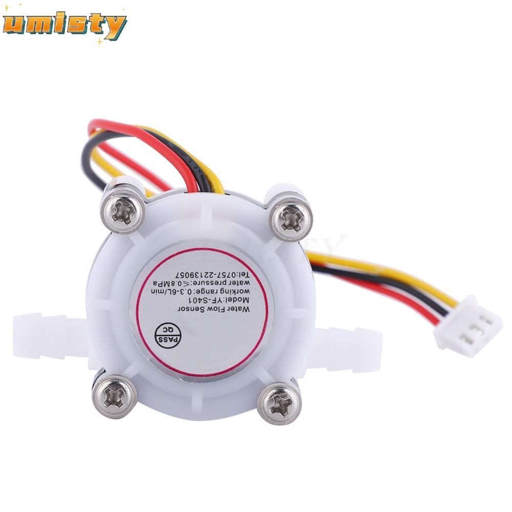 UMISTY Water Hall Flow Sensor, สําหรับ 6 มม.ท่อ 0.3-6L/min Water Flow Sensor, Hall Effect G1/4" YF-S
