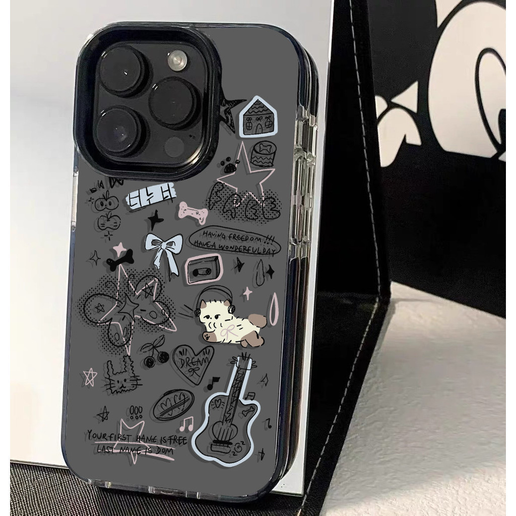 Iphone 15 Series TPU Soft Coverเคสโทรศัพท์INS Super Fireกล้องป้องกันเนื้อแกะกีตาร์รูปแบบiPhone 14 13 12 11 15 15plus 15promax 14plus Pro Max 7 8plus X XR Se