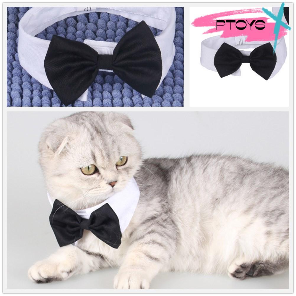 PTOYS Cat Tuxedo Collar Puppy Grooming อุปกรณ์เสริมปรับชุดสัตว์เลี้ยงอย่างเป็นทางการ Tuxedo