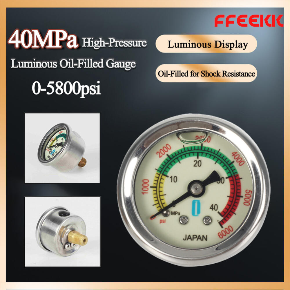 เกจแรงดันสูง เกจวัดความดัน สูบ pcp 40 MPA -6,000PSI ใช้สำหรับ ถังอัดอากาศแรงดันสูง/สูบแรงดันสูง ขนาดเกลียว M10x1