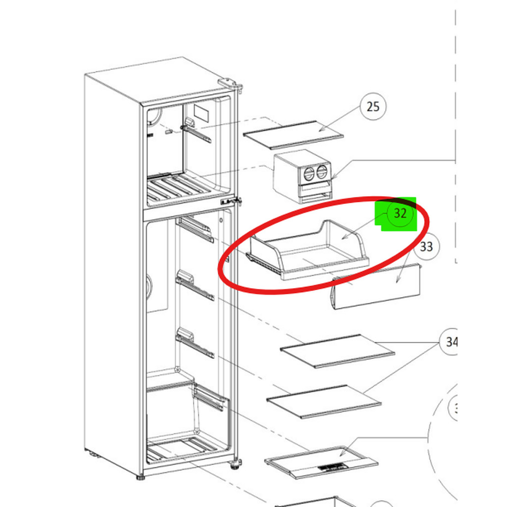 ถาดแช่เนื้อสัตว์ ใต้ช่องฟรีส ตู้เย็น HAIER รหัส 0060242509 ของแท้ ใหม่ มือ 1