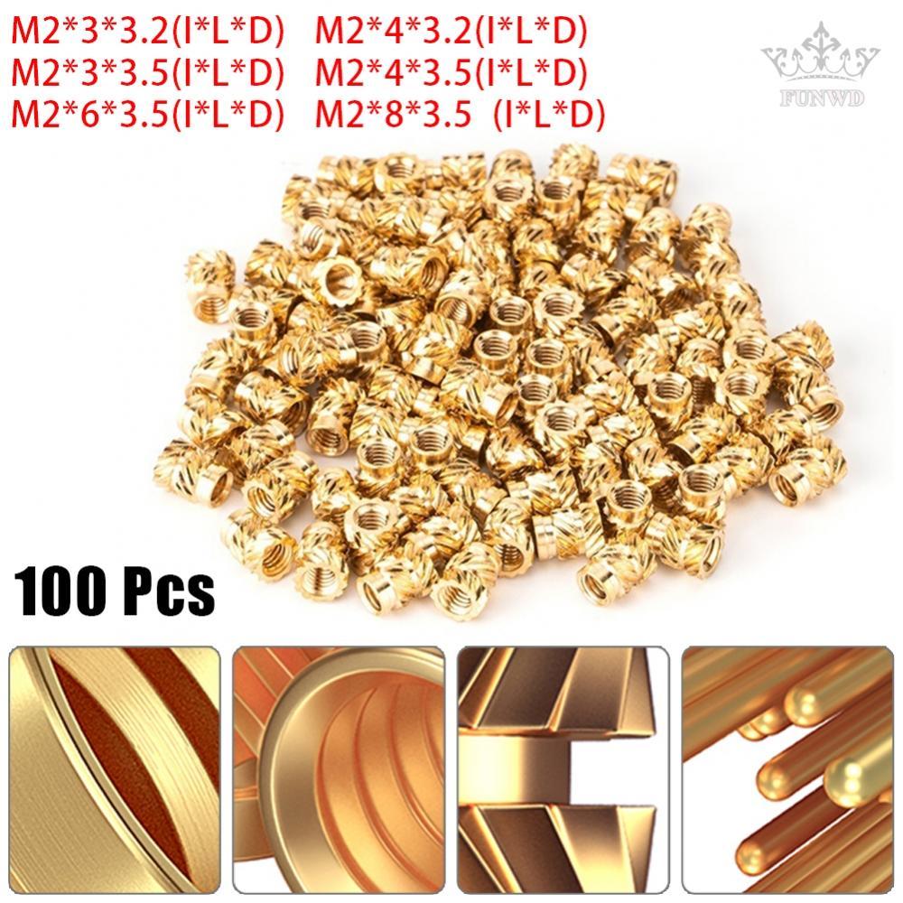 Threaded Insert 100PCS Accessories Brass Knurled Nut Parts Replacement