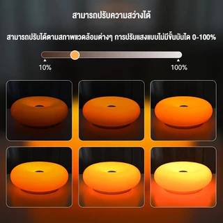 🇹🇭ส่งจากไทย🇹🇭 โคมไฟตั้งโต๊ะรูปทรงโดนัท ไฟตกแต่งปลั๊ก USB Ambient Light แหล่งกําเนิดแสง LED สามสี สัมผัสลดแสง สําหรับตกแต่งห้องนอน